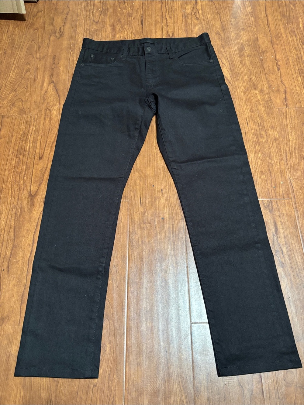 Uniqlo Slim Straight Black Selvedge Denim Jeans